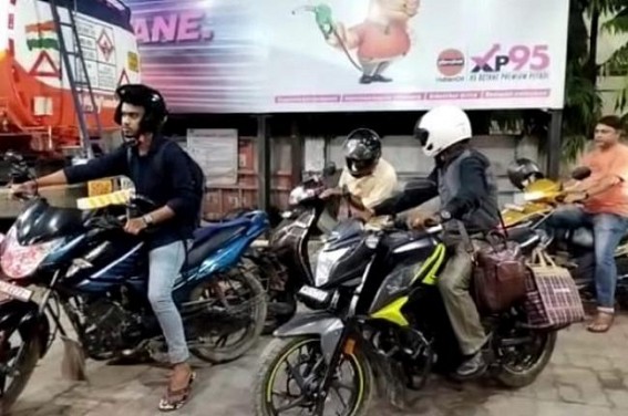 Petrol Crisis : Long rows of Consumers in Tripura Petrol Pumps